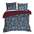 Pościel świąteczna 160x200 cm z bawełny ranforce, kolor granatowy, bordowy zdobiony subtelnym nadrukiem KRISTY