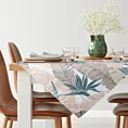 Bieżnik na stół beżowo, turkusowy 85x85 cm wodoodporny GARDEN na taras oraz balkon z motywem liści bananowca