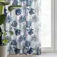 Zasłona biało, granatowa zdobiona egzotycznym nadrukiem z tkaniny typu oxford 140x250 cm przelotka - MALTA