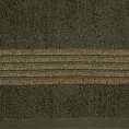 Ręcznik kąpielowy 50x90 cm bawełniany kolor oliwkowy zdobiony paseczkami przeszywanymi błyszczącą nicią 500 g/m2 LILA