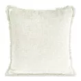 Poszewka na poduszkę 45x45 cm kremowa z szenilowej nici zdobiona subtelnymi frędzlami ADIA