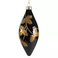 Sopel - szklana zawieszka choinkowa z wzorem złotych liści