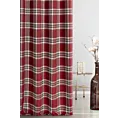Zasłona szyta na taśmie 5 cm bordowo naturalna z grubej, szenilowej tkaniny w elegancką kratę