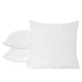 Poszewka na poduszkę 45x45 cm z tkaniny szyfonowej kolor biały zdobiona pomponami z błyszczącą nicią AURELIA Eva Minge
