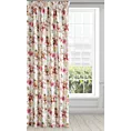 Zasłona kremowa, różowa z motywem kwiatowym z welwetu 140x270 cm taśma - LILLIE