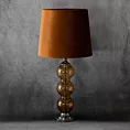 Lampa stołowa HAIDI na podstawie ze szkła z abażurem ze lśniącego welwetu