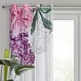 Komplet zasłon 2 szt biało, różowe z lekkiej etaminy z motywem letnich kwiatów 140x260 cm przelotka ISA