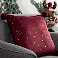 Poszewka na poduszkę dwustronna 45x45 cm welwetowa kolor bordowy z motywem świątecznym