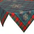 Bieżnik na stół zielono, czerwony 85x85 cm STAR z motywem kraty i śnieżynek