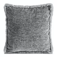 Poszewka na poduszkę 45x45 cm stalowa szenilowa zdobiona futerkiem na brzegach BLANCA 03