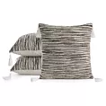 Poszewka na poduszkę 45x45 cm ciemnobeżowa z szenilowej tkaniny z ozdobnymi chwostami ENID