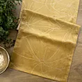 Bieżnik na stół miodowo, złocisty 35x180 cm welwetowy BLINK 15 z liśćmi lilii wodnej