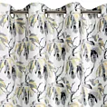 Zasłona welwetowa biało, szara w liście kasztanowca 140x250 cm przelotka - MELISA