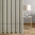 Firana szyta na taśmie 5 cm beżowa z drobnej siatki w pionowe prążki, wykończona obciążnikiem