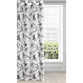 Firana biało, ciemnobeżowa z etaminy z nadrukiem egzotycznych liści półprzezroczysta 140x250 cm przelotka