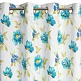 Zasłona biało, niebieska w niebieskie kwiaty 140x250 przelotka - ALMA