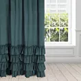 Zasłona welwetowa morska zdobiona falbanami 140x270 taśma - CHARLOTTE 1