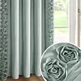 Zasłona miętowa z welwetu zdobiona aplikacją 3D róż 140x270 cm taśma - ROSES Eva Minge