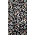 Zasłona welwetowa czarno, zielona ze wzorem roślinnym 140x250 cm przelotka - BECKY
