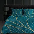 Pościel 160x200 cm z makosatyny bawełnianej kolor turkusowy, złoty z wzorem fantazyjnym LOTOS 4 Limited Collection