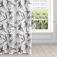 Firana biało, ciemnobeżowa z etaminy z nadrukiem egzotycznych liści półprzezroczysta 140x250 cm przelotka