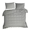 Pościel 220x200 cm z bawełny kolor stalowy, jasnoszary zdobiona pasami z błyszczącą nicią ETNO 1