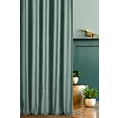 Zasłona szyta na flexach ciemnomiętowa z miękkiej półmatowej tkaniny welwetowej