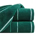 Ręcznik kąpielowy 70x140 cm bawełniany kolor ciemnozielony z welwetową bordiurą i kontrastującymi paseczkami 500 g/m2 NEL