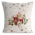 Poszewka na poduszkę 45x45 cm bawełniana, gobelinowa naturalno, czerwona z motywem świątecznym GOB