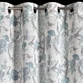 Zasłona kolor naturalny, niebieski z tkaniny z dodatkiem lnu zdobiona nadrukiem roślinnym 140x250 cm przelotka - EMERA
