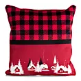 Poszewka na poduszkę świąteczna 60x60 cm welwetowa czerwona zdobiona motywem świątecznym