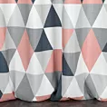 Zasłona biało, ciemnoróżowa z geometrycznym wzorem 140x250 cm przelotka - ADINA