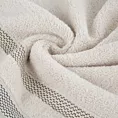 Ręcznik kąpielowy 70x140 cm bawełniany kolor beżowy zero twist z bordiurą w paski 400 g/m2 RIKI