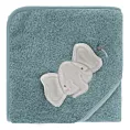 Ręcznik kąpielowy dziecięcy 100x100 cm bawełniany kolor niebieski z kapturem i aplikacją słonika 400 g/m2 BABY 59