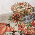 Obrus naturalno, pomarańczowy 100x100 cm gobelinowy zdobiony motywem dyń