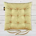 Poduszka na krzesło 40 x 40 x 6 cm dwustronna welwetowa jasnozłota z dziewięcioma pikowaniami
