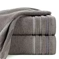 Ręcznik kąpielowy 70x140 cm bawełniany kolor grafitowy z klasyczną bordiurą w paski 500 g/m2 IRENE