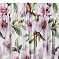 Zasłona biało, fioletowa z motywem kwiatowym z welwetu 140x270 cm taśma - ARLETA
