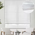 Roleta rzymska BETTINA biała z połyskliwej tkaniny PERU, wykończona obciążnikiem