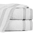 Ręcznik kąpielowy 50x90 cm bawełniany kolor biały zero twist z bordiurą w paski 400 g/m2 RIKI