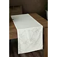 Bieżnik na stół biało, złocisty 35x220 cm welwetowy BLINK 13 z dużym wzorem lilii wodnej