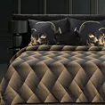 Pościel 160x200 cm z makosatyny bawełnianej kolor czarny, złoty z geometrycznym wzorem VICTORIA 12 Limited Collection