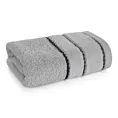 Ręcznik do rąk 30x50 cm bawełniany kolor srebrny z welwetową bordiurą i kontrastującymi paseczkami 500 g/m2 NEL