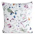 Poszewka na poduszkę 45x45 cm welwetowa biało, zielona zdobiona nadrukiem letnich kwiatów MINK