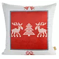 Poszewka na poduszkę 60x60 cm welwetowa, czerwono biała z motywem skandynawskim NOEL