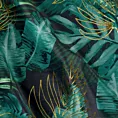 Zasłona welwetowa czarno, zielona ze wzorem egzotycznych liści 140x250 cm przelotka - DAVOS