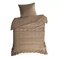 Pościel 140x200 cm z bawełny, makosatyny kolor jasnobrązowy z ozdobną kantą i haftem kolekcja MINGE ELEGANTE
