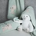 Ręcznik kąpielowy dziecięcy 100x100 cm bawełniany kolor miętowy z kapturem i haftem kotka 350g/m2 BABY 66