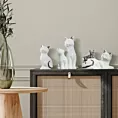 Kot figurka dekoracyjna ceramiczna biało-srebrna