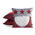 Poszewka na poduszkę świąteczna 45x45 cm czerwono, srebrna zdobiona aplikacja skrzata